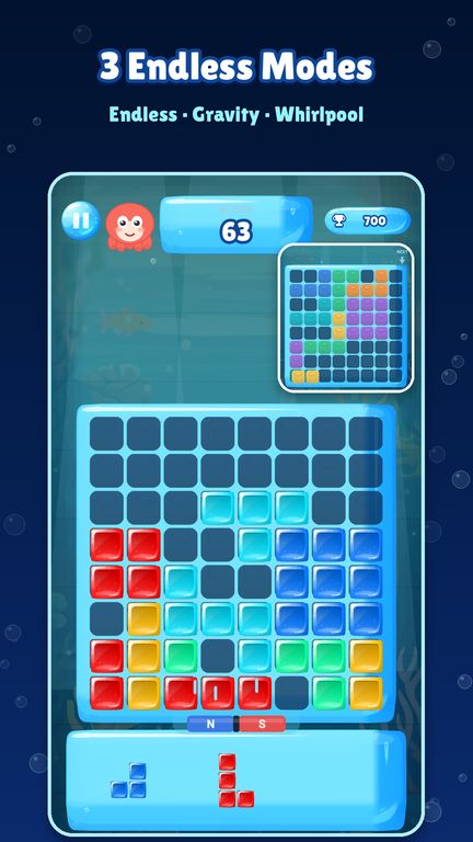 Tako Blocks screenshot: 3 endless modes